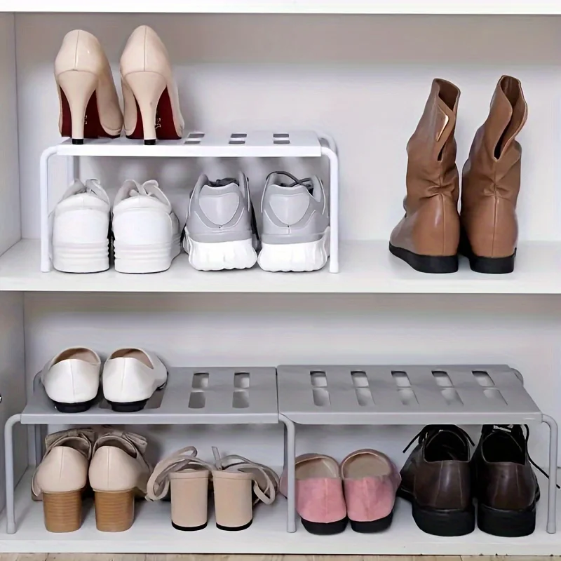 Adjustable Plastic Shoe Rack M - White Sneaker Care Kit review and price
